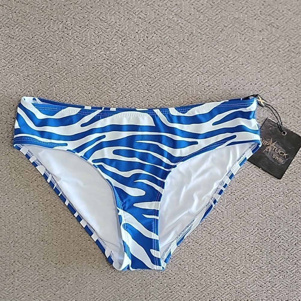 Niptuck Blue and White Zebra Print Bikini Swimsuit Bottom Size 6